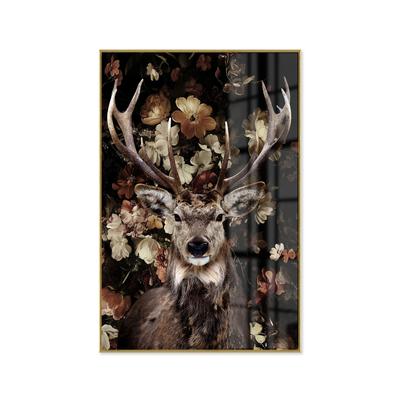 La Casa »Deer in a shower of flowers« Glasbild 80x120 cm gerahmt Image