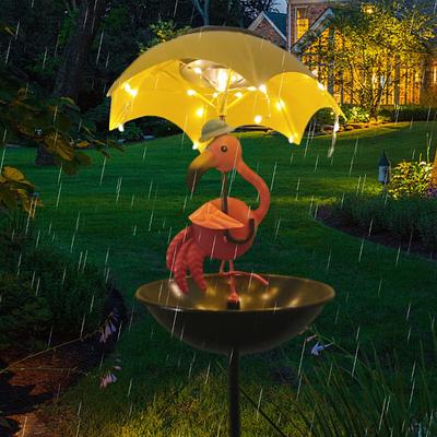 1 Pc Outdoor Waterproof Solar Bee Flamingo Umbrella Light Bird Feeding Device Courtyard Garden Terrace Decorative Light Landscape Light