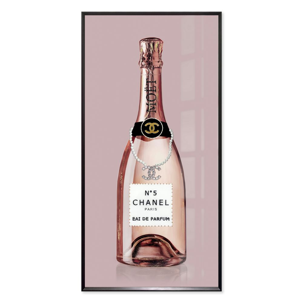 La Casa »Champagner rosé« Glasbild mit Strassapplikationen 60x120 cm Image