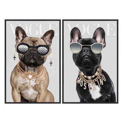 La Casa »Glamorous dogs« Glasbilder 40x60 cm 2er-Set gerahmt Image