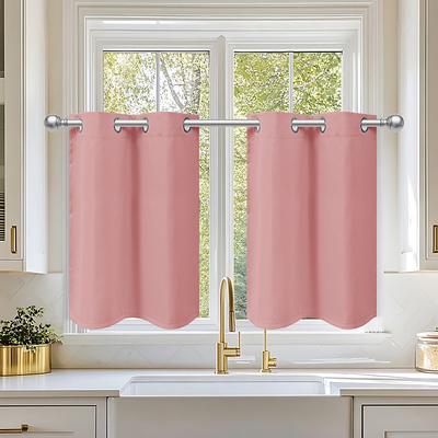 Blush Pink Window Sheer Curtain Panels Drape Curtains Long for Kitchen, Bedroom, Living Dining Room, Rod Pocket Drapery, Minimalist Pure Classic Solid Fantasy Color
