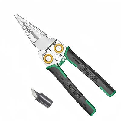 7 in 1 Multi-Functional Wire Stripper Scissor Multi-Functional Pliers with Needle Nose, Cutting, Crimping, and Stripping Blades for Wire Stripping Crimping Tool