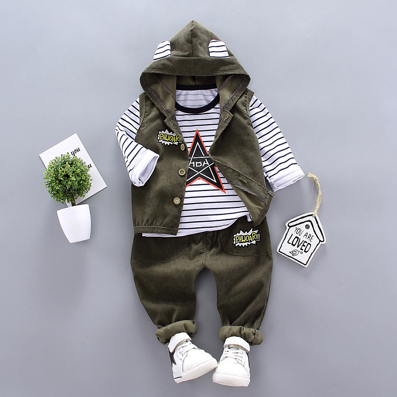 Boys 3D Stripe HoodieSet Clothing Set Long Sleeve Fall Winter Cool Daily Casual Polyester Kids 1-5 Years School Outdoor Vacation Regular Fit
