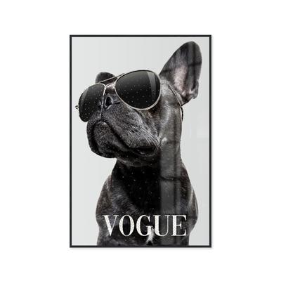 La Casa »Vogue Dog with sunglasses« Glasbild mit Strassapplikation 80x120 cm gerahmt Image