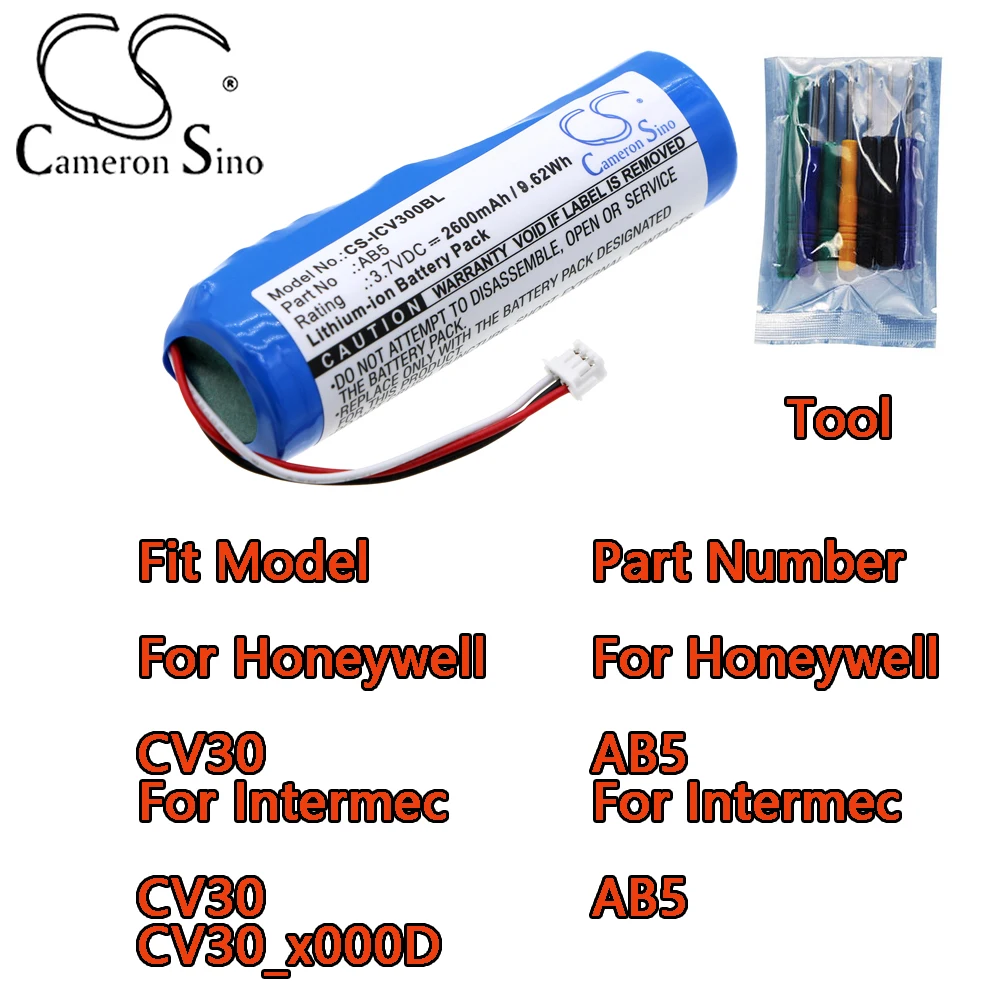 2600mAh Barcode Scanner Battery for Honeywell CV30 For Intermec CV30 CV30_x000D Part Number For Honeywell AB5 For Intermec AB5
