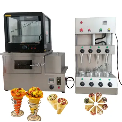 Stainless steel pizza cone machine Automatic rotating oven machine with pizza display cabinet sell at a low price