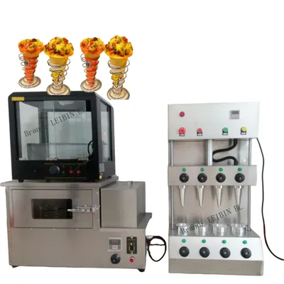 Pizza Cone Machine Commercial Stainless Steel Customizable Pizza Shaping Maker With Oven and Display Case