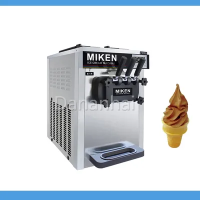 Electric Soft Ice Cream Machine Italian 3 Flavors Homemade Strawberry Flavor Sundae Machine