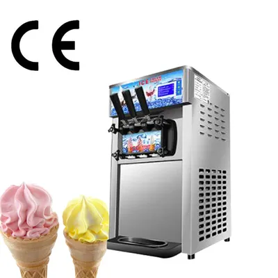 Soft Ice Cream Maker Machine Compressor 110V 220V 3 Flavors Sweet Cone Electric Ice Cream Maker For Commercial achine 18/H