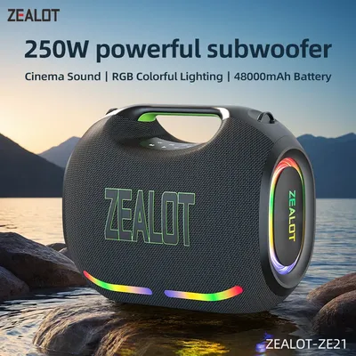 ZEALOT-ZE21 250W Bluetooth Party Speaker IPX6 Waterproof Outdoor Portable Speaker 12H Playtime With LED, Microphone, Powerbank