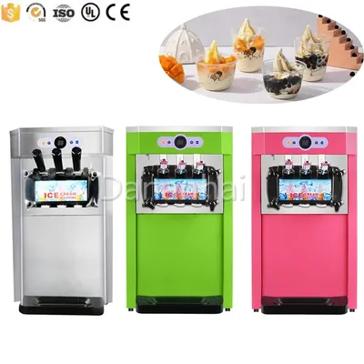 Commercial Three Flavored Ice Cream Machine, Desktop Frozen Yogurt Machine, Pink Sundae Machine