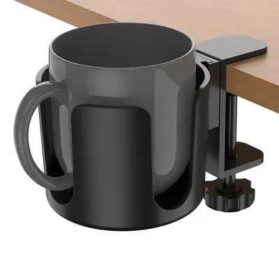 Desk Cup Holder Clamp - Round Spill-Proof Clamp Desk Drink Holder - Metal Pen Organizer - Universal Compatible, Utility Racks