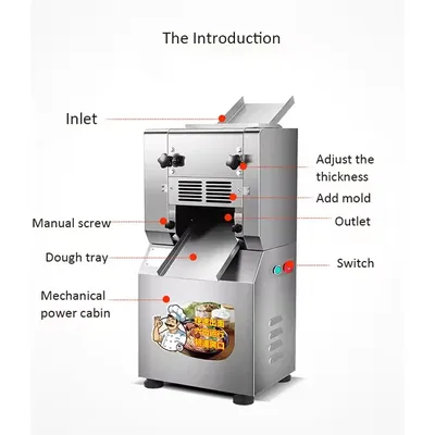 Noodle Press Machine Electric Dough Roller Stainless Steel Desktop Pasta Commercial Kneading Dumpling Pasta Maker 220V