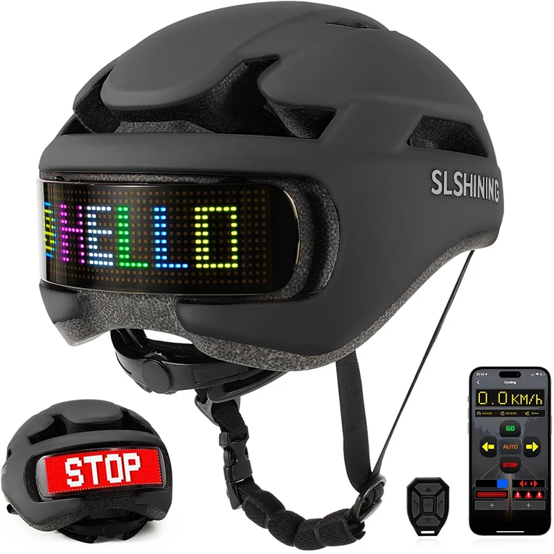 Cycling Helmet with LED Display,Integrally-Molded Adjustable Sports Bike LED Helmet For Men Women Mtb Mountain Road Bicycle