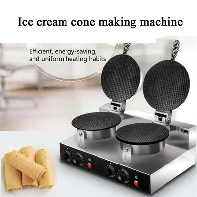 Waffle Ice Cream Cone Maker Nonstick Plates Double Sided Heating Electric Waffle Cone Maker Machine For Waffle Cups