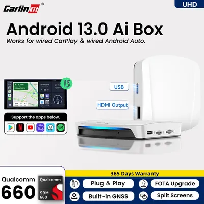 Carlinkit UHD SDM660 Android 13.0 Tbox Android Auto CarPlay Wireless HDMI Support Netfilx YouTube IPTV Built in GPS Dual WiFi
