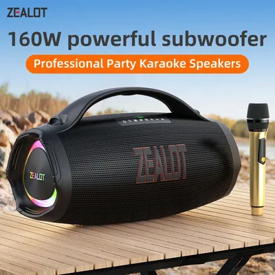 ZEALOT-S98M Portable Bluetooth Speaker 160W , Bass Party Boombox IPX6 Waterproof Large Speaker, With 1-2 Microphone