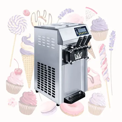 Commercial Soft Ice Cream Makers Machine Electric Ice Cream Vending Machine Stainless Steel Sundae Ice Cream Machine