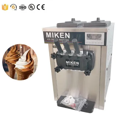Soft Serve Ice Cream Machine Commercial Electric Ice Cream Makers Desktop Sundae 2+1 Flavors Ice Cream Machine