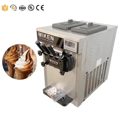 Desktop Stainless Steel Ice Cream Machine Commercial Automatic Ice Cream Cone Machine Three Head Soft Ice Cream Machine