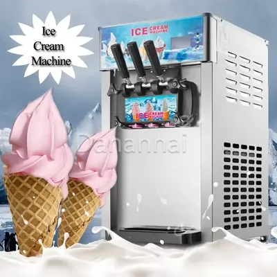 2024 New Ice Cream Machine With Three Different Flavors, Stainless Steel Frozen Yogurt Machine, Easy To Carry