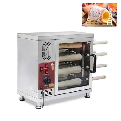 With 8 Roller Electric Hungarian Chimney Cake Maker Grill Oven Machine Waffle Maker Bread Roll Baking Machine