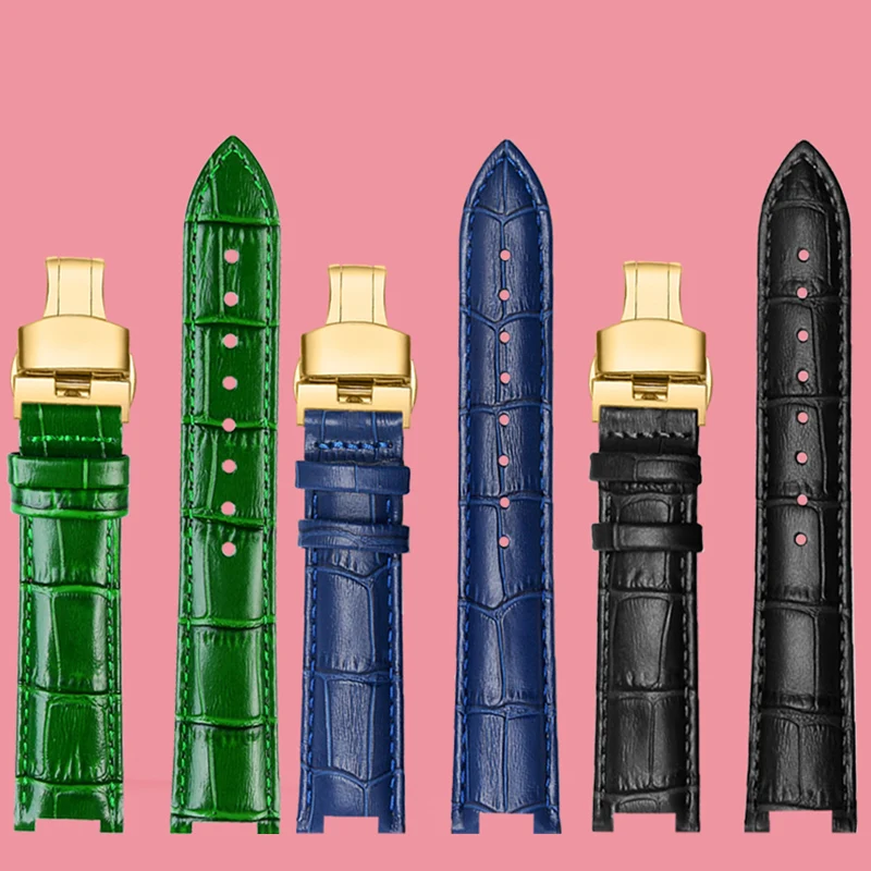 Fashion notched cowhide watch strapfor Michael kors watch MK6985 / 6986 MK2425 / 2433 women