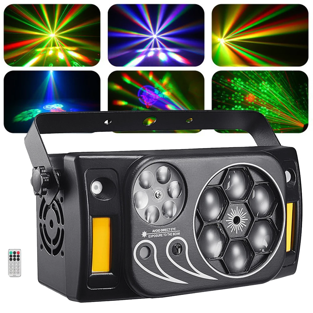 Dj Party Light 80W Bee Eye 6IN1 Effect Stage Strobe Lights DMX LED Pattern Lights Sound Activated Lazer Light For Disco Club Bar