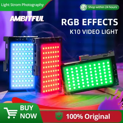 Ambitful K10 ccc RGB 2500K-8500K Dimmable Full Color LED Video Light Photography Video Studio DSLR Camera Light PK BOLING BL-P1