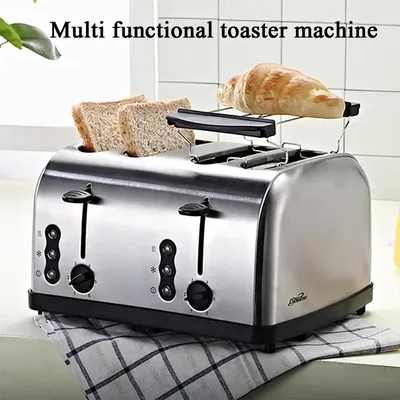 High Quality Household Multifunctional Stainless Steel 2 slices/4 slices Toaster Automatic Toaster Breakfast Machine Silve
