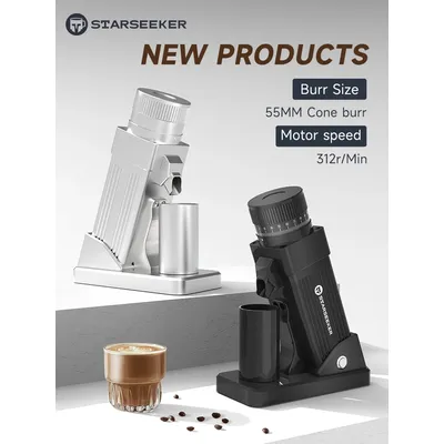 STARSEEKER E55 Electric Coffee Grinder 55MM Espresso Cone burr Stepless Fineness Adjustment Cold Brew Bean Grinder Black Sliver