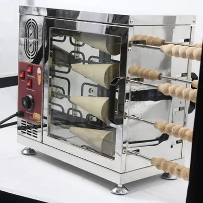 Chimney Ice Cream Waffle Making Equipment Rollers Chimney Cake Oven Stainless Steel Kurtos Kalacs Baking Machine Bread Barbeque