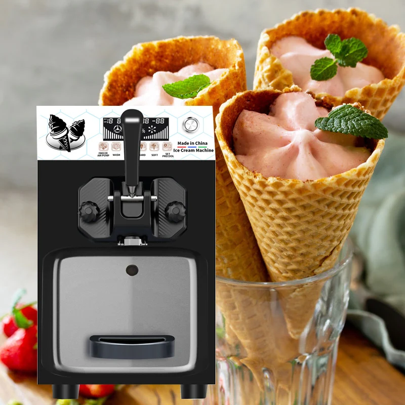 220V 110V 6L Hopper Mini Desktop Single Nozzle Sundae Yogurt Machine Small Space Frozen Ice Cream Machine Make Softy Ice Cream