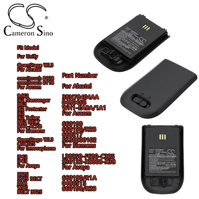 Cordless Phone Battery For Ascom 9d62 i62 Messenger D62 i62 Protector Talker D62 DECT DH4-ACAB Avaya 3725 DECT DH4 WH1 DECT 3725