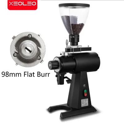 XEOLEO 1000W Commercial Coffee Grinder Electric Coffee Grinding Machine 98mm Flat Burr Espresso Machine Coffee Bean Milling