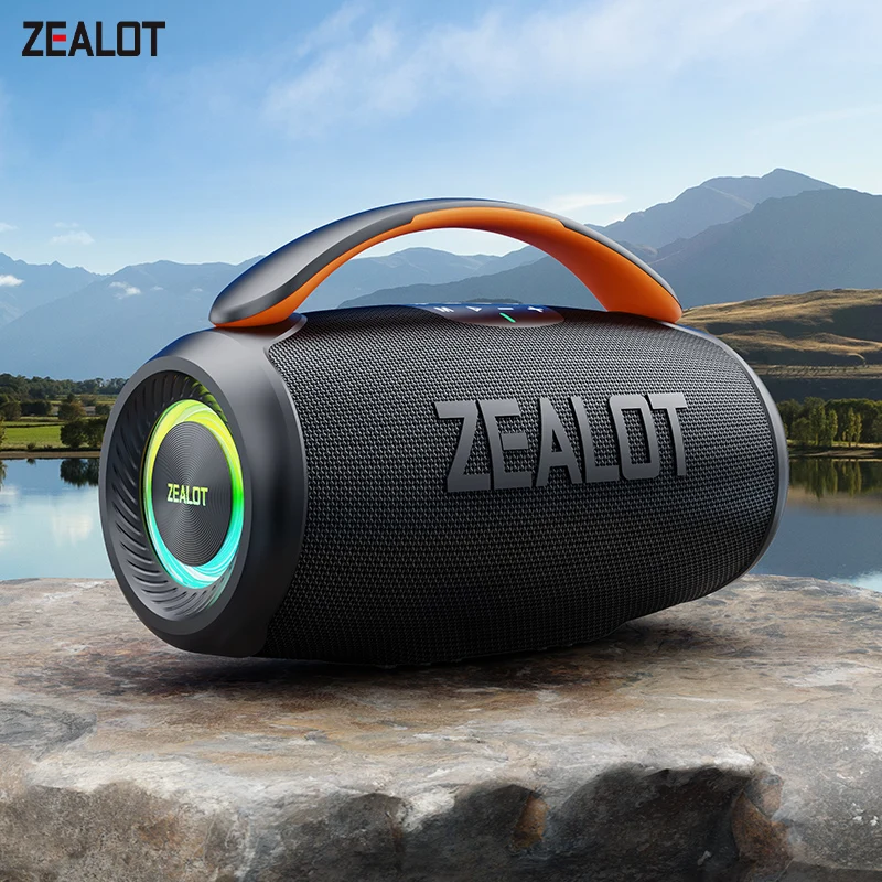ZEALOT-P11 Speaker 50W Bluetooth Speaker with IPX6 Waterproof, Comfortable handle,Controllable lighting,TWS,AUX,Outdoor