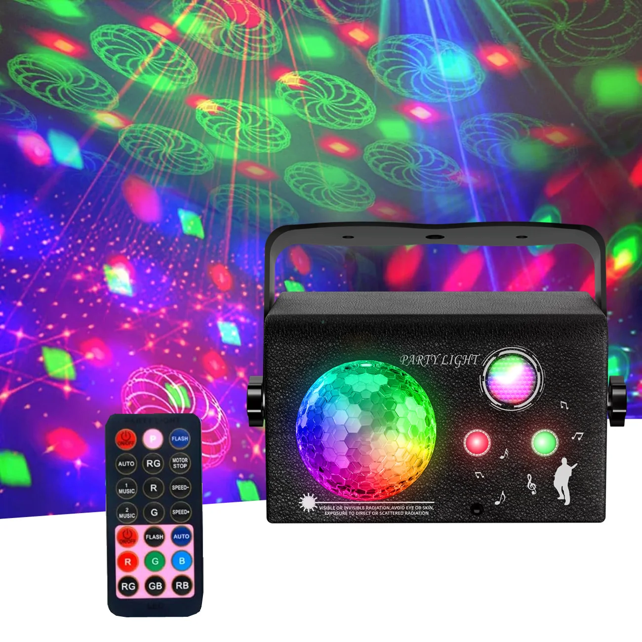 Party Lights, Disco Light, Rgb 3 Lens Sound Activated Dj Strobe Stage Lights for Parties Birthday Christmas Gift Wedding Karaoke