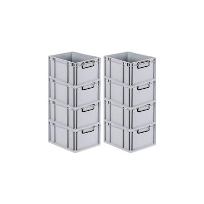 PROREGAL SuperSparSet 8x Eurobox NextGen Color, HxBxT 22x30x40cm, 20 Liter, Griffe schwarz zu, Grau, Eurobehälter, Transportbehälter Image
