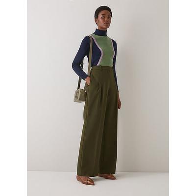 Petra Dark Green Pleated Trousers Dark Khaki, Dark Khaki