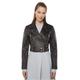 Infinity Leather Womens Vintage Black Cropped Brando Biker Jacket-bellville - Black/brown Lamb Leather - Size 22 UK