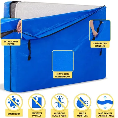 Waterproof Mattress Bags Reusable Mattress Storage Cover with Handles and Zipper For Bed Moving Full Queen King Size