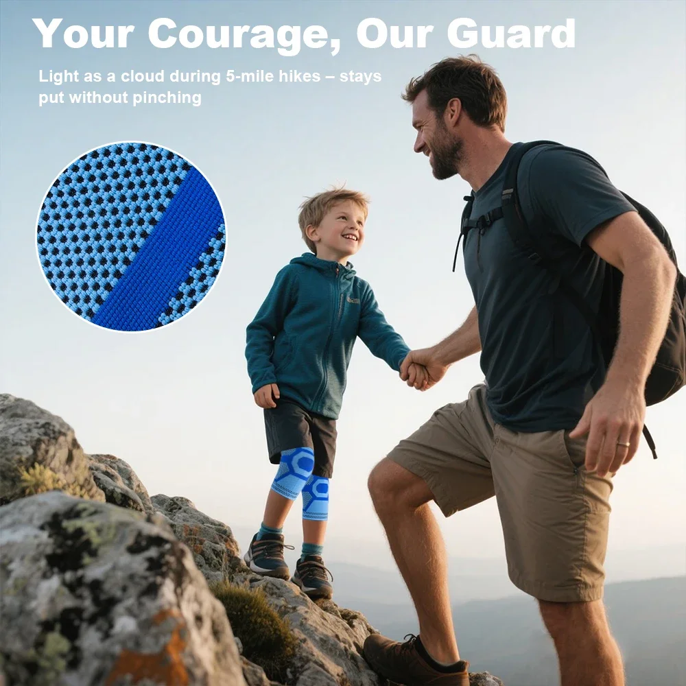 1 x Kinder-Kniebandage für Arthritis, Schmerzenunterstützung, Jugend-Kniebandage für Knieschmerzen, Kompressionsmanschette für Sport, Knieschmerzlinderung Image