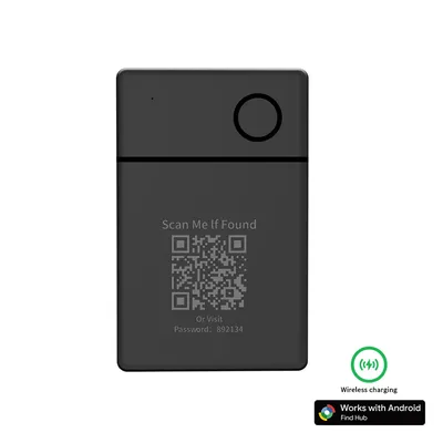 Wireless Rechargeable GPS Card Tracker Google Certified Android Locator for Xiaomi Pixel QR Code Anti Loss Billfold Smart Tag