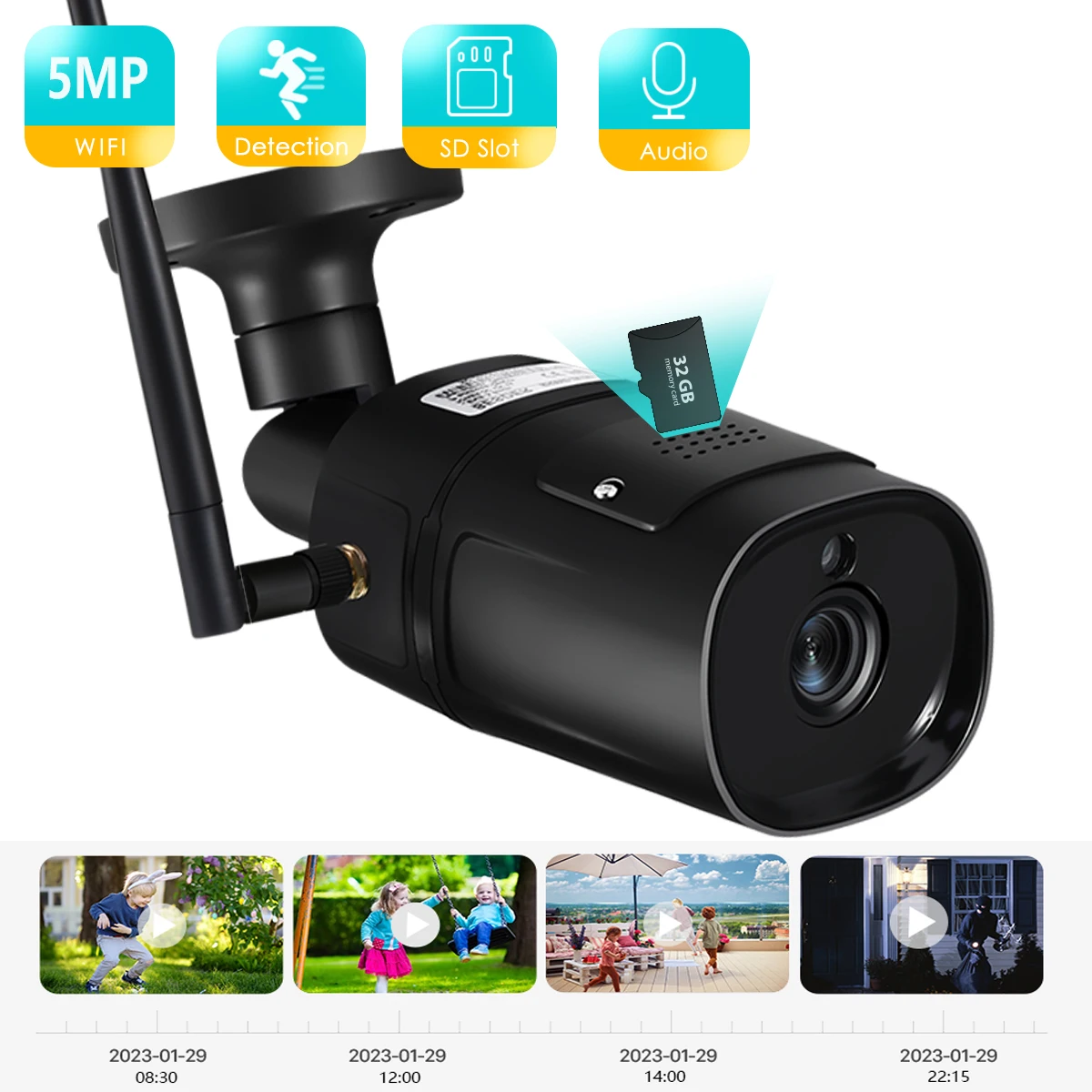 5MP HD Outdoor IP Kamera 4MP 1080P WiFi Wireless Home Security Überwachung Wasserdichte Wi-Fi Bullet IP Video Camara Image