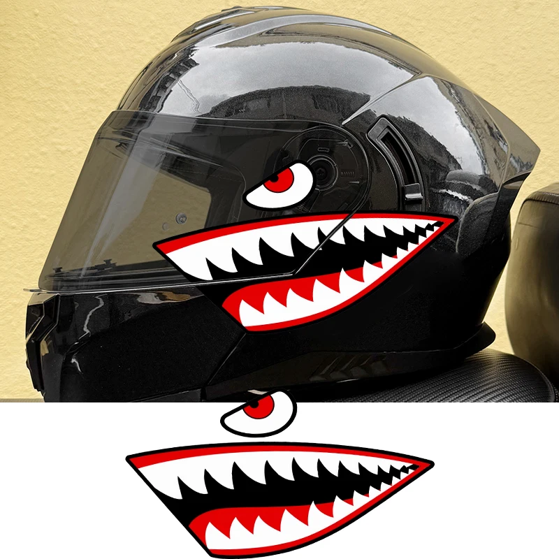 1 Paar Shark Mouth Motorrad-Aufkleber, wasserdicht, für DIY Motorrad, Helm, Roller, Helm, Box, Vinyl-Aufkleber, universell Image
