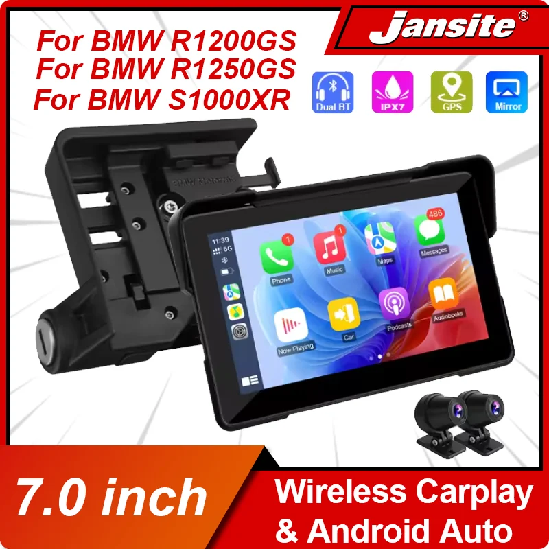 Für BMW R1200GS ADV/ R1250GS ADV/S1000XR 7 zoll Motorrad Carplay GPS Navigation Drahtlose Carplay Android Auto Dual Bluetooth Image