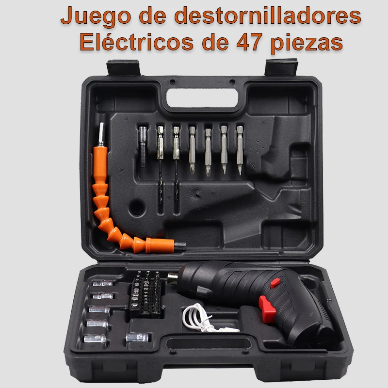 47-teiliges Multifunktions-Elektro-Schraubendreher-Set, Akku-Schraubendreher mit Lithium-Akku, Elektrowerkzeuge für die Wartung und Reparatur zu Hause, Mini Image