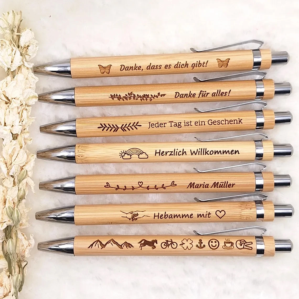 30/50/100 Stück personalisierte Bambus-Stift, Kugelschreiber, Hochzeitsgeschenke, Party-Stifte, Büro, Schulbedarf, individuelles Logo, Werbegeschenke Image