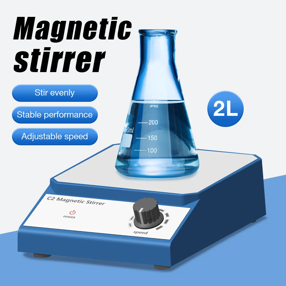 Magnetrührer mit Rührstab, einstellbare Geschwindigkeit, 2500 U/min, elektronischer Magnetmischer, AC 100–240 V, EU-US-Stecker, Rührmaschine Image