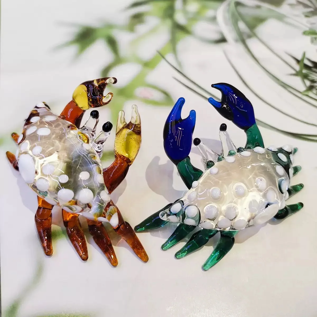 1 ornements de statue de crabe mignon en verre, décorations en verre faites à la main, décoration de la maison, décorations d